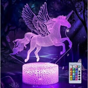 Unicorn Light Toy For Kids Night Light 16 Colors Change Remote 3D Illusion Lamp